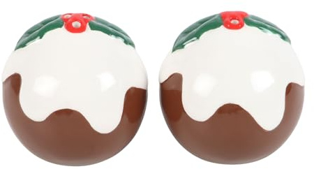 Christmas Pudding Salt and Pepper Shakers - Festive Ceramic Holiday Tableware, Perfect for Adding Seasonal Cheer to Your Dining Experience - Unique Christmas Pudding Design, Great Gift Idea