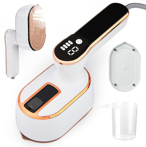 Travel Clothes Steamer Portable Iron - LCD Screen 2 in 1 Powerful Steam Clothing 100ML Wrinkles Remover for Garments,1000W 15S Fast Heat-up,Iron for Travel,Home,Office