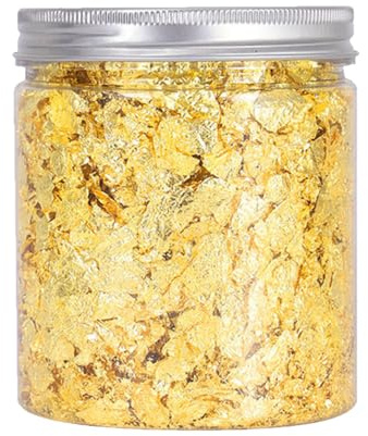 10 Grams Gold Leaf Flakes, Decorative Gold Leaf, Metallic Gilding Paper for Arts and Craft, Home Decoration, Gold