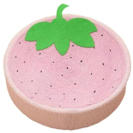 Fenteer Griffoir Rond en Sisal pour Chat, Accessoire de Repos, Protection des Meubles, Bol à Gratter, Fraise