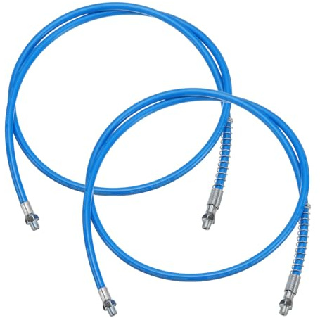 sourcing map 2Pcs Grease Gun Hose 59 10000 PSI Spring Flex High Pressure Quick Release Grease Replacement with Coupler 1/8 NPT Threads for Grease Gun, Blue