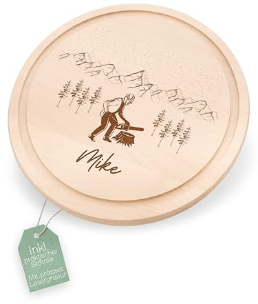 Abenteuernah Brotzeitbrett Trekking personalisiert, Frühstücksbrett individualisiert, Holzbrett als Geschenke für Männer, Schneidebrett Outdoor Sport als Geschenk zum Geburtstag, Vatertag (Baumfäller)