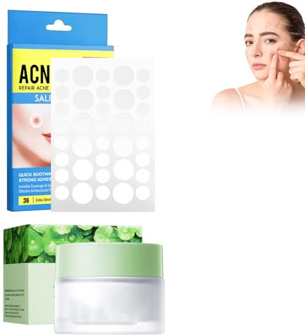 Eazerom Crema Hidratante para Piel con Tendencia Acneica, Crema Acne Facial,Anti Acne Lotion, 36 PCS Parches Para Granos,Lotion Granos Cara,Textura Ligera, cuidado Piel con Acneica