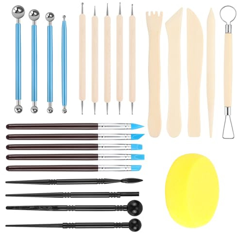 24 PCS Outil Modelage Argile, Outil Sculpture Modelage Professionnel, Outil de Poterie Sculpture pour Céramique, Art Gaufrage, Menuiserie, Artiste DIY
