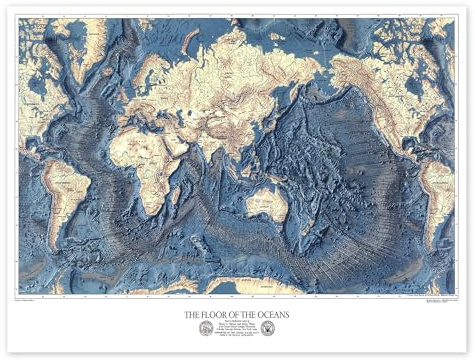 The floor of the oceans Poster av Vintage Educational Collection 90 x 70 cm Tavlor Väggdekoration