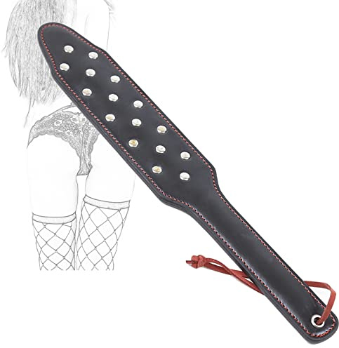 TRQOYTU SM Paddle Whip Flogger Erótico Bondage Paleta De Azotes De Cuero Con Remache Y Correa Para La Muñeca Masaje Cosplay Juego De Rol Fetiche Juguete Sexual Para Mujeres, Hombres Y Parejas