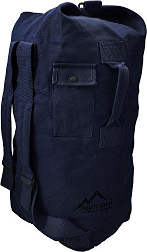 Seesack aus reißfestem Canvas-Material mit Doppelgurt und Metallverschluss - 100% Baumwolle Navy 90 Liter