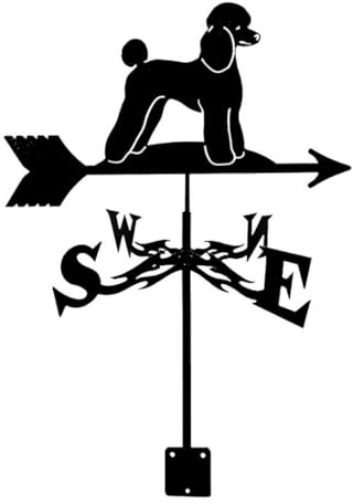 Veleta de Metal de pie, indicador de dirección del Viento, Forma de Perro Salchicha, para Valla de Techo, para Exteriores, casa, Poste (caniche)