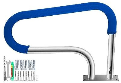 Riel de escalera for piscina de 32X22,5 con placa base de montaje y accesorios de montaje completos for patio, jardín y vida al aire libre,Ahorre Tiempo