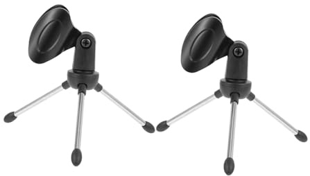 TOGEVAL Soporte para Micrófono de Sobremesa Metálico Plegable, Trípode Ajustable y Compacto para Micrófono Inalámbrico, Juego de 2 Unidades Adecuado para Grabación y Podcasting