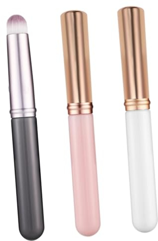 Anneome 3 piezas Pinceles para Maquillaje con Tapa Brochas para Labios y Corrector Sintéticas Suaves Diseño Portátil y Compatible con Múltiples Cosméticos para Aplicación Precisa