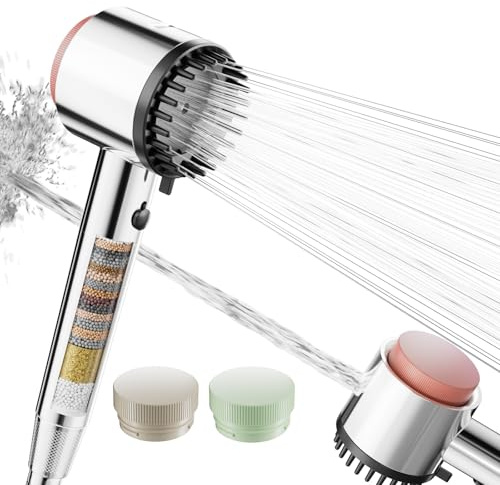 Cobbe Scented Filter Shower Head, Hard Water High Pressure Shower Head with 20 Stage Filter, 4+1 Spray Mode Powerful Built-in Power Wash for Remove Chlorine, Three Blended fragrances, Chrome