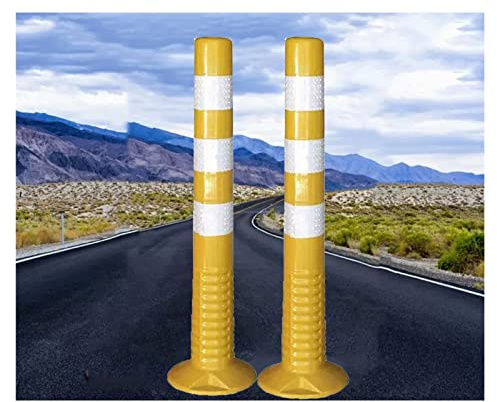 UZAMIRLEX Parkplatz-Absperrpfosten, 29,5 Zoll große, mehrfarbige Verkehrskegel mit reflektierenden Streifen und Spreizdübeln, 2er- oder 4er-Packung(Yellow,2 Pack)