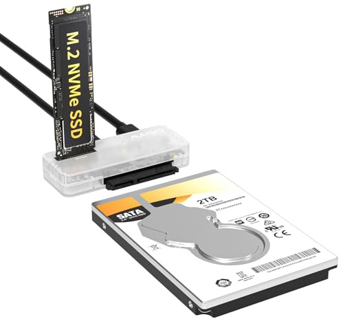 MAIWO Adaptador NVMe a USB C, cable SATA a USB, convertidor de lector de disco duro sin herramientas de 10 Gbps para M.2 PCIe NVMe M Key y SATA SSD HDD de 2.5 pulgadas, alimentación de 5 V 3 A