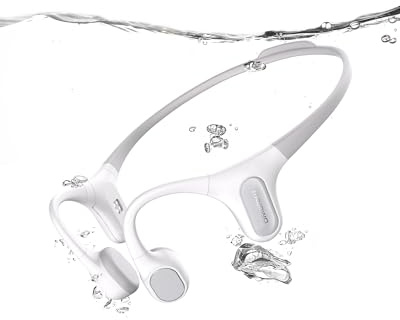 mojawa Run Plus New - Casque à Conduction osseuse pour Natation - Gris | Écouteurs étanches IP68 avec Lecteur MP3 32 Go, pour Course, Cyclisme et Sport, Basses Profondes, Micro ENC, Bluetooth 5.2