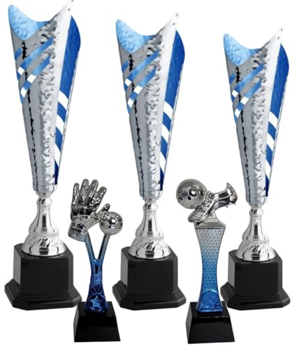 Hole Gadget Trofei Personalizzati in Set Completi per Il Calcio, Calcetto o Fantacalcio con Tris di Coppe, Miglior Giocatore e Capocannoniere Varie Misure e Budget Premiazioni
