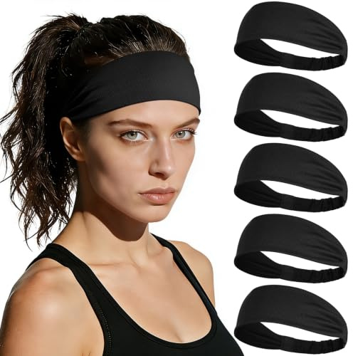 ROCKTAKIN Sport Stirnbänder für Damen und Herren, breite elastische rutschfeste Schweißbänder für Laufen, Radfahren, Baseball, Basketball, Fußball, Yoga
