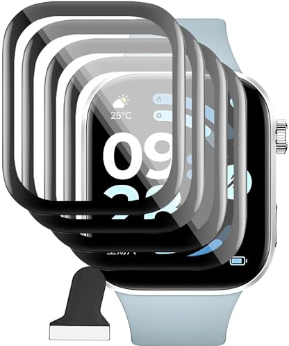 Rniidaaz 4 Piezas Protector de Pantalla para Xiaomi Redmi Watch 6 | Protección 3D Full Cover PMMA+TPU, HD Protector, Antiarañazos, Sin Burbujas, Sensible al Tacto, para Xiaomi Redmi Watch 6