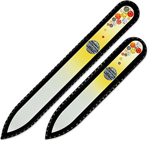 Mont Bleu Lima de Uñas de Cristal decoradas con cristales - conjunto de 2 - vidrio templado checo auténtico - Fabricado a mano en la República Checa