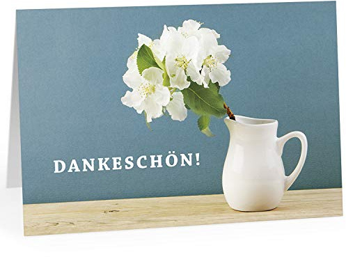 XXL Dankeskarte (A4) | Vase vor blauer Wand | mit Umschlag | edle und hochwertige Klappkarte | Als Dankeschön | Große Karte um Danke zu sagen | Maxi Danksagung | Karte | Überformat