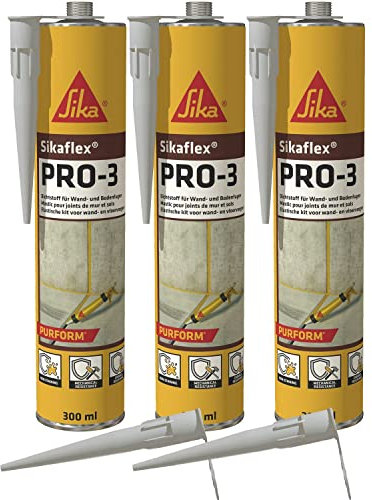 Sikaflex-PRO-3 witterungsfester Dichtstoff; Dichtmasse, 300ml, 3er Set + Spitzen