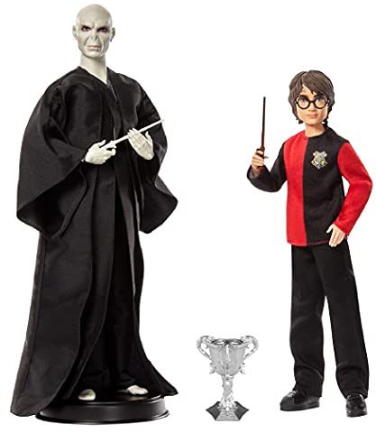 Harry Potter Coffret poupées articulées Voldemort et Harry Potter, costumes et baguettes inspirés du film, emballage fermé, jouet pour enfant, HCJ33
