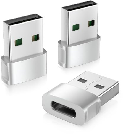 Basesailor USB auf USB C Adapter für iPhone 17 16 3Pack,USBC Auto Konverter | Typ C Buchse auf USBA Stecker Netzteil Ladegerät für Apple 17e 16e 15 Max,iWatch 11,iPad Air Mini,Airpods Pro 3,Samsung S26