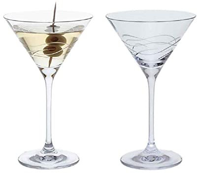 Dartington Crystal Twilight Martini, Set of 2 | Crystal Martini Glasses | 183mm | 210ml | A Simple Swirling Design Wraps Around This Contemporary Martini Glass| Gift for Family or Friends