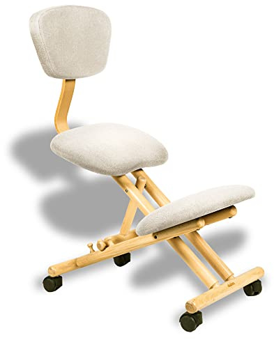 cinius Ergonomisk stol (tillverkad i Italien) med knän och ryggstöd, även lämplig för långa personer (upp till 190 cm) Perfekt för sittande. Lutning mellan sittande och justerbart knäskydd