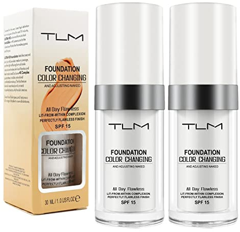 YEUGSCKA Color Changing Foundation, 2 Pack, Liquid, Moisturizing, Sunscreen, 30ml