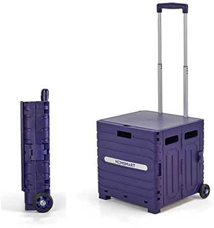 Carrello Della Spesa Pieghevole Portatile, Carrello Manuale Compatto For Famiglie Con Cestello E Ruote Mute, Carrello Da 45 Litri, Carrello Multiuso Integrato In Lega Di Alluminio ( Color : Purple , S