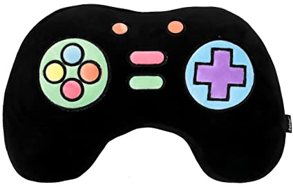 I-TOTAL® - Söt dekorativ kudde för säng/mjuk soffa, söt djuravslappningskudde för vardagsrum (LET'S PLAY SVART)