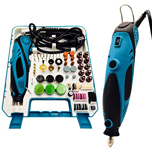MAKA Trapano Multifunzione 6 Velocità con 211 Pezzi per Levigare Incidere e Perforare Mini Smerigliatrice 135W 23cm Lunghezza (211 pcs 135W)