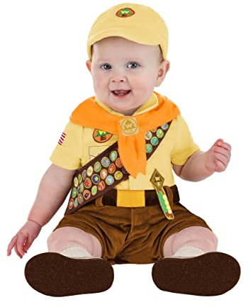 Disney Pixar Russell UP Infant Costume with Hat Sash and Scarf | Adventurous Baby Explorer Dress Up Outfit