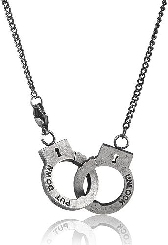 YAHOYA Edelstahl Handschellen Anhänger Halskette Männer Frauen Steampunk Mode Hip Hop Schmuck Paar Armband Jubiläum Geschenk