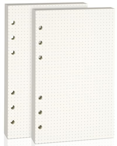 Nachfüllpapier für A6 6-Ringbuch-Notizbuch – Beidseitig beschreibbar, kein Durchschlagen bei Füllertinte.100 GSM, Gepunktete Linie, 2x 80 Blatt, passend für A6 6-Ring