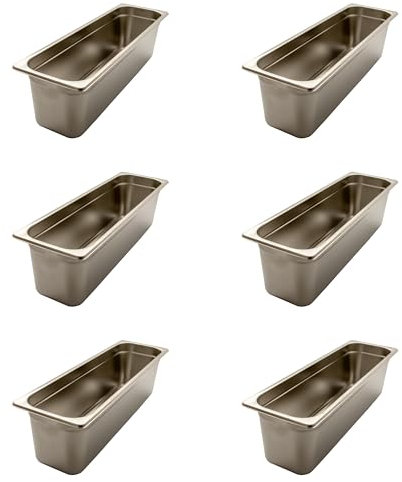 AcMax 6 Stück GN 2/4 Gastronormbehälter GN-Behälter Edelstahl Tiefe 150mm Gastronorm