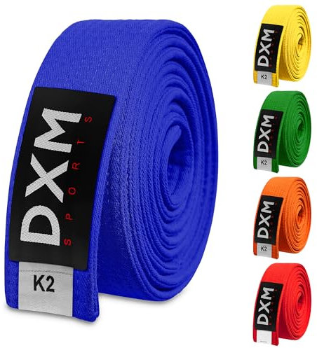 DXM SPORTS BJJ Jiu Jitsu-Gürtel – Taekwondo-Karate-Gürtel – Kampfsport-Uniform-Ranking-Judo-Gürtel doppelt genäht für Kinder und Erwachsene, Blau, 300cm