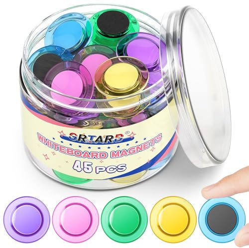 Kühlschrankmagnete, 45 Stück whiteboard Magnete, transparent runde kühlschrank Magnete, Magnete für magnettafel,Schule, Büro und Zuhause
