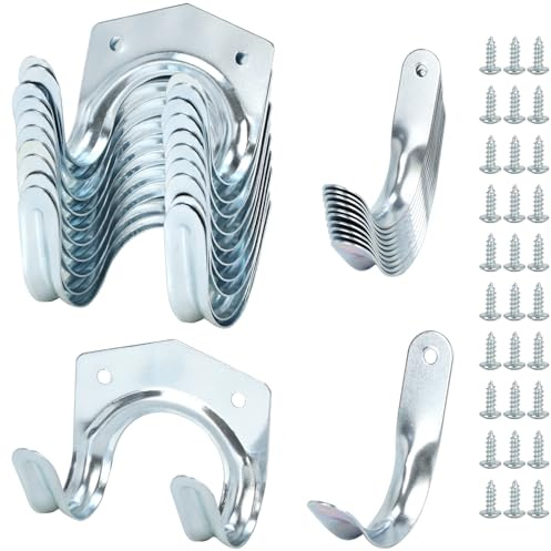 QWORK® 20 Stück Strapazierfähige Gerätehaken Garagenhaken - 10 Doppelhaken 10 Einzelhaken - für Garage, Garten, Schuppen, Werkstatt