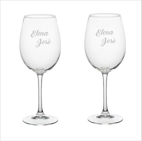 2 copas de cristal de vino marcadas en láser para parejas, regalo romántico y personalizado (nombres)