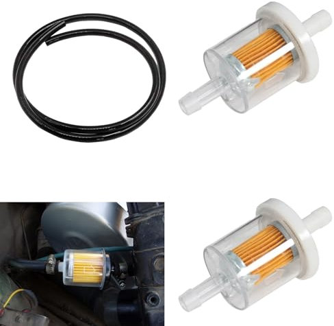 Kit Tubo Benzina,8MM Filtro Benzina+1M Tubo del Carburante,Filtro Carburante Universale,Filtro in Linea per Benzina,Linea Gas Carburante,Gas Tubazioni Benzina per Tosaerba Auto Moto Scooter