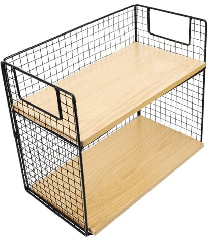 Cabilock Estante De Almacenamiento para Encimera De Cocina Organizador De Tazas y Especias Estructura De Metal y Madera Solución Práctica para Organización Hogar y Oficina