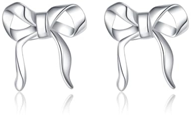 SLUYNZ 925 Sterling Silber kleine Schleife Ohrstecker Ohrringe für Damen Schleife Band Ohrringe Ohrstecker Schleife Knoten Ohrringe
