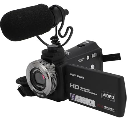Video Camera Camcorder, 1080P 30MP 16X Digital Zoom Video Recorder Camera 3.0 Inch TFT LCD Display Vlogging Camera with IR Night Vision, Mic, Remote and Battery for Teens