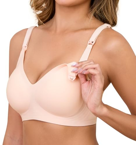 CMTOP Amnings-BH för kvinnor sömlös andningsbar moderskaps-bh mjuk och bekväm dam-bralette, justerbar och avtagbar rem, amnings-BH graviditet, sömn, bralette, NAKEN, XL