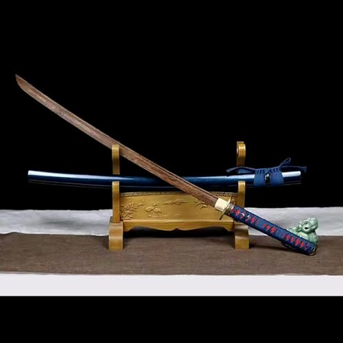 HJHUUA Spada Samurai in Legno Fatta a Mano,Lama in Palissandro Naturale,paramano in Rame Puro,Katana Giapponese in Legno da 102 cm per Pratica,Kendo,Arti Marziali,Cosplay,Arredamento