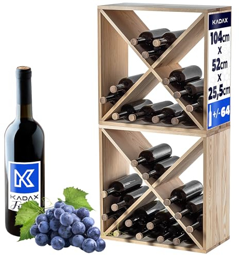 KADAX Träställ för vin, 52 x 25,5 x 104 cm, rustik hylla för antal flaskor, platsbesparande stativ, stabilt skåp