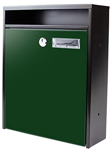 Cassetta delle lettere in acciaio zincato contemporaneo, montaggio a parete, con accessori di montaggio, antiruggine, per lettere/design postale moderno per casa o ufficio (verde)