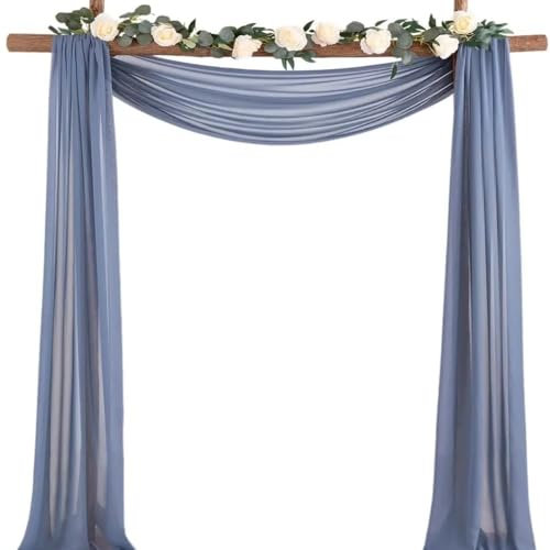 SJHFKDK Tüll,Tüllstoff Chiffon-Hochzeits-Bogen-Drapierstoff, durchsichtige Vorhänge, Drapierung, Zeremonie, Empfang, Hintergrund, Vorhang, Party-Beute, Weihnachten(Dusty Blue,70x500cm)